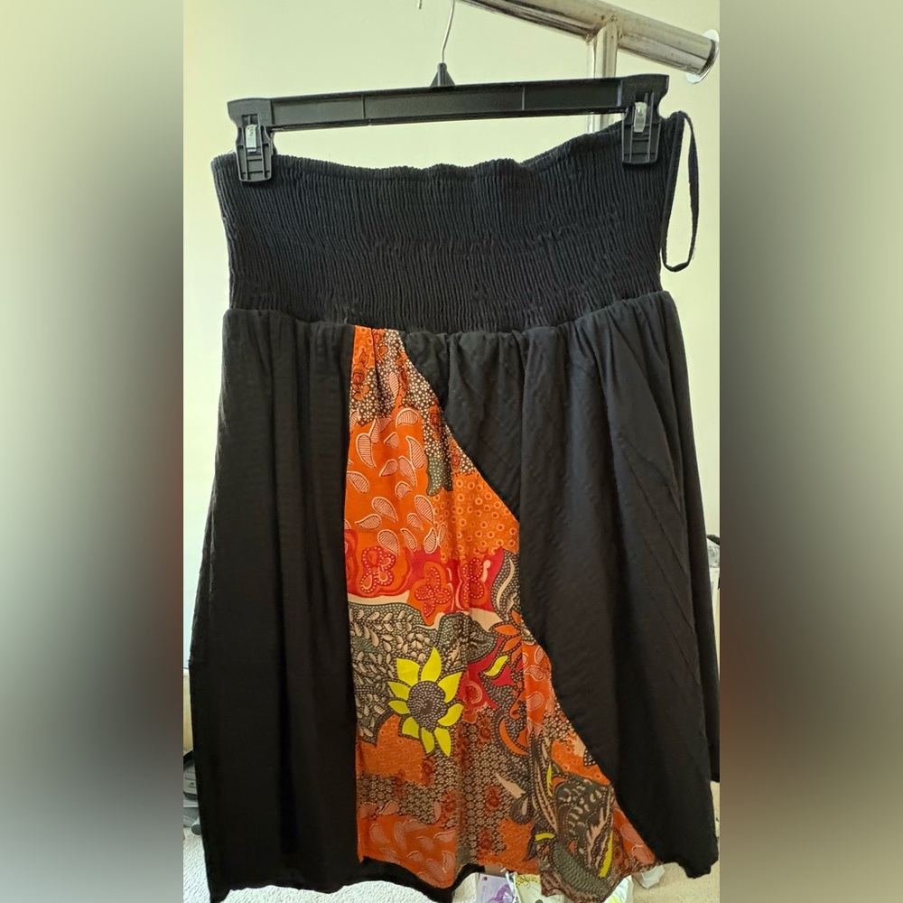 Ivan Grundal midi skirt, black with 60s inspired panel, size 38/ US 10